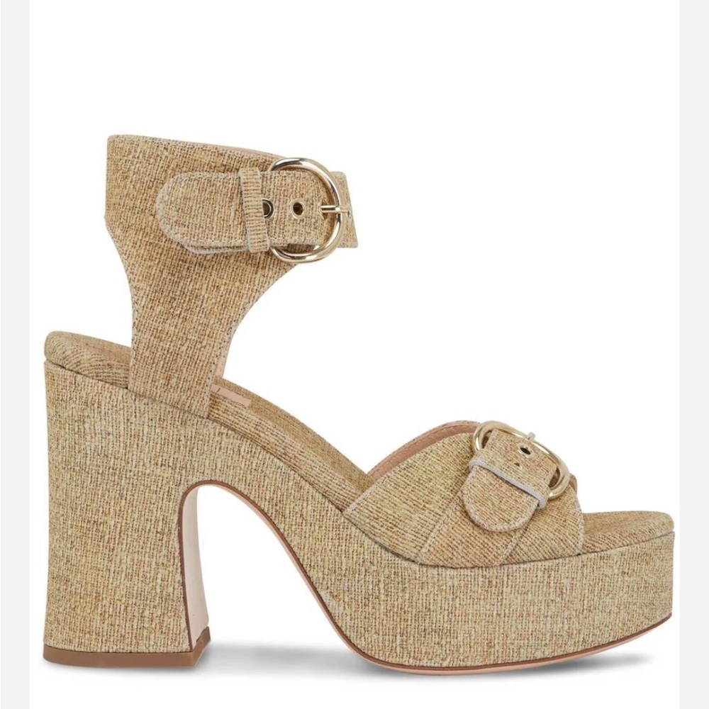 Agl Gold Textured Platform Sandals